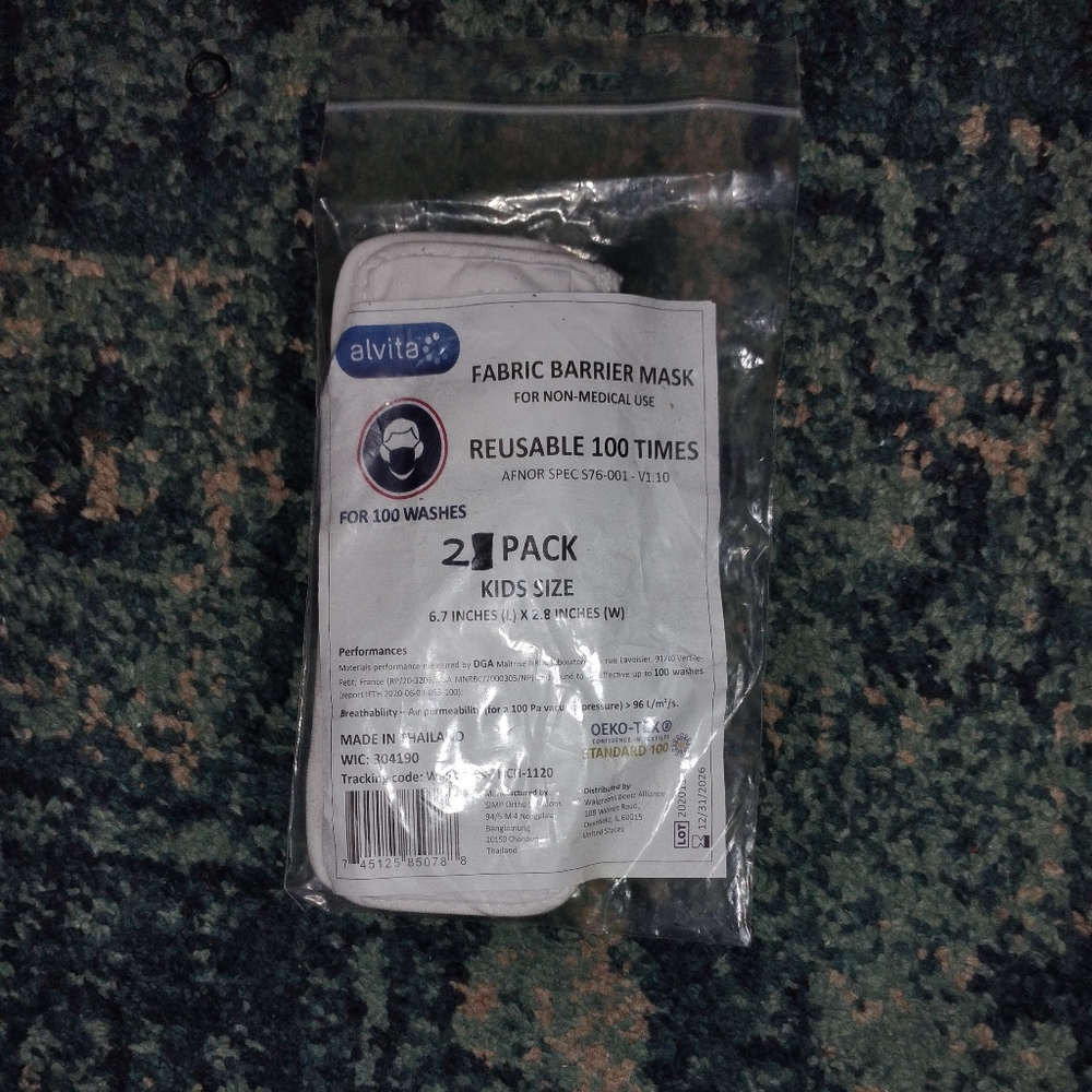 Alvita Kids Fabric Barrier Mask 2 Pack